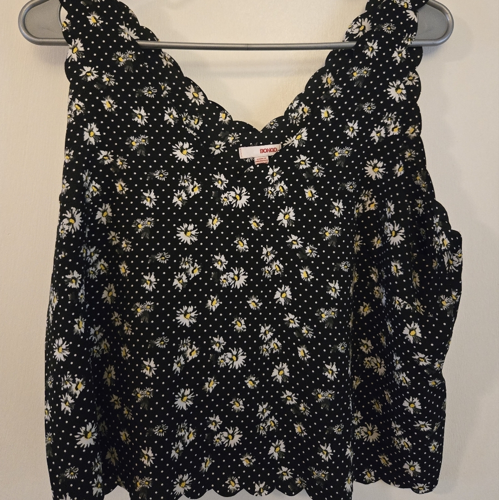 Floral Black and White Crop Top